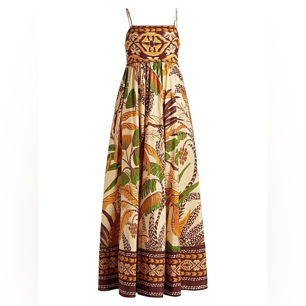 NWT Farm Rio Cotton Blend Maxi Dress in Foliage Sketch (size S)